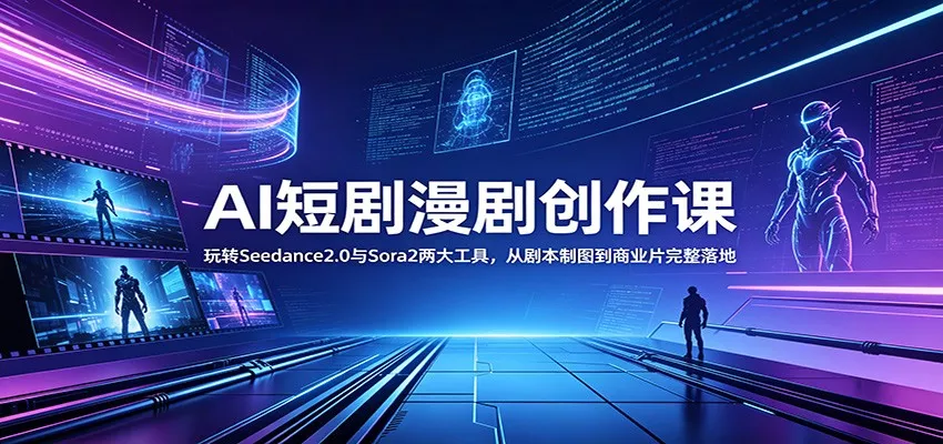 AI短剧漫剧创作课：玩转Seedance2.0与 Sora2两大工具，从剧本制图到商业片完整落地 - 项目资源网