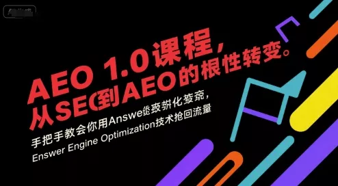 AEO 1.0 课程,从SEO到AE0的基命性转变,手把手教会你用AnswerEngineOptimization技术抢回流量(更新)