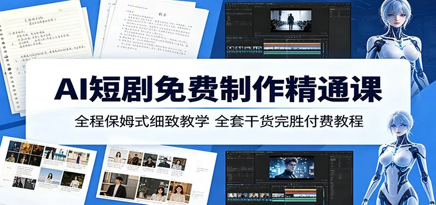 AI短剧免费制作精通课：全程保姆式细致教学，全套干货完胜付费教程 - 项目资源网