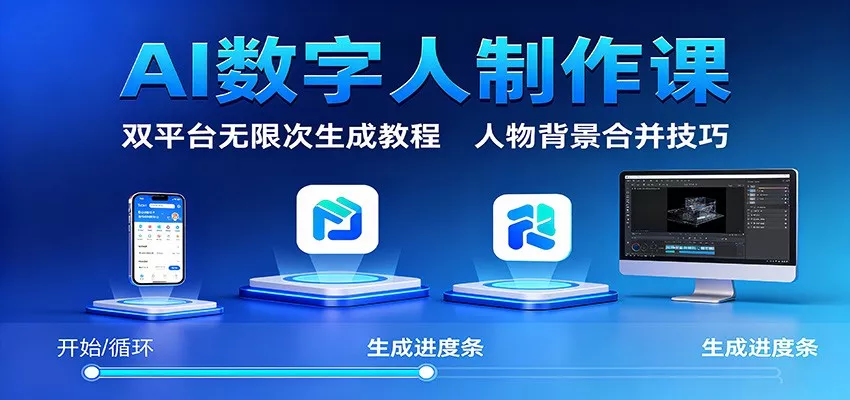 AI数字人制作课：双平台无限次生成教程，人物背景合并技巧 - 项目资源网
