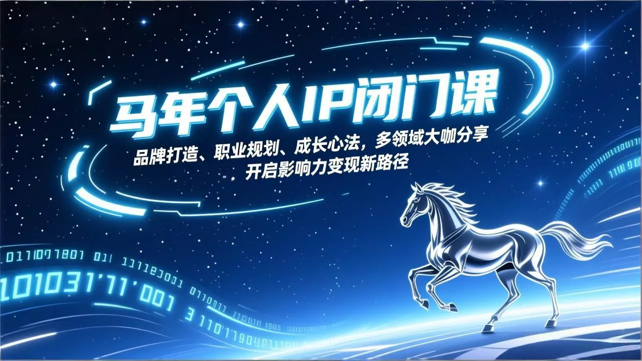 马年个人IP闭门课，品牌打造、职业规划、成长心法，多领域大咖分享，开启影响力变现新路径 - 项目资源网