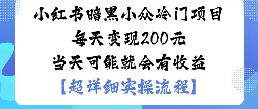 小红书暗黑小众冷门项目每天变现2张当天可能就会有收益