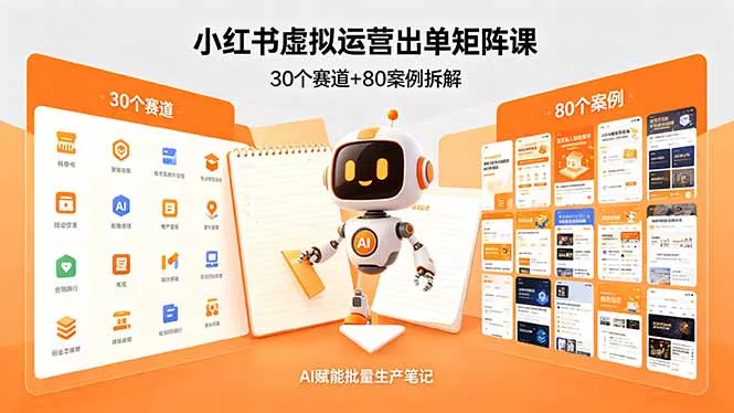 小红书虚拟运营出单矩阵课:30个赛道+80案例拆解,AI赋能批量生产笔记 小红书虚拟运营出单矩阵课:30个赛道+80案例拆解,AI赋能批量生产笔记