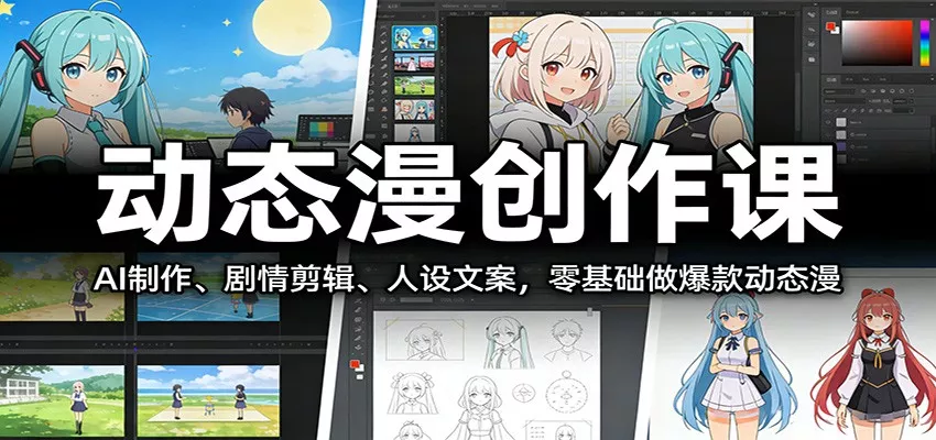 动态漫创作课：AI制作、剧情剪辑、人设文案，零基础做爆款动态漫 - 项目资源网
