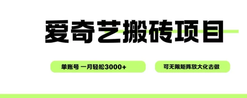 爱奇艺无脑搬砖项目，单账号一月轻松3000+，可无限矩阵去做 - 项目资源网