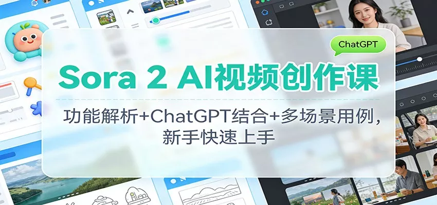 Sora 2 AI视频创作课：功能解析+ChatGPT结合+多场景用例，新手快速上手 - 项目资源网