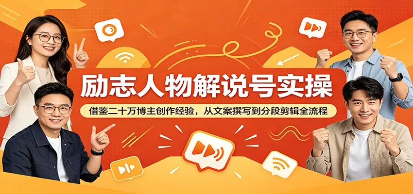励志人物解说号实操：借鉴二十万博主创作经验，从文案撰写到分段剪辑全流程 - 项目资源网