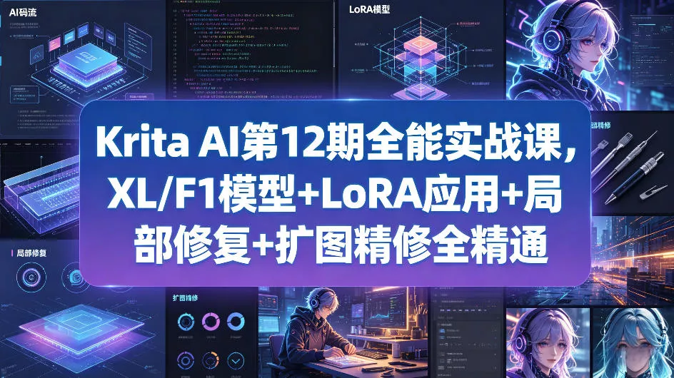 Krita AI第12期全能实战课,XL/F1模型+LoRA应用+局部修复+扩图精修全精通 Krita AI第12期全能实战课,XL/F1模型+LoRA应用+局部修复+扩图精修全精通
