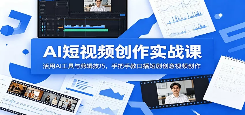 AI短视频创作实战课：活用AI工具与剪辑技巧，手把手教口播短剧创意视频创作 - 项目资源网