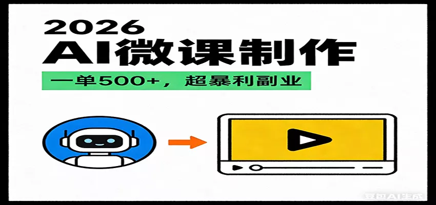 2026AI 风口最稳副业：微课代写制作，一单 500+，人人可做的蓝海项目 - 项目资源网