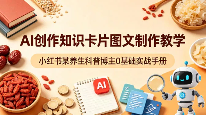 AI创作知识卡片图文制作教学,小红书某养生科普博主0基础实战手册 AI创作知识卡片图文制作教学,小红书某养生科普博主0基础实战手册