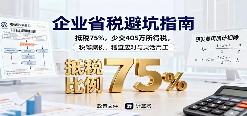 企业省税避坑指南：抵税75%，少交405万所得税，税筹案例，稽查应对与灵活用工 - 项目资源网