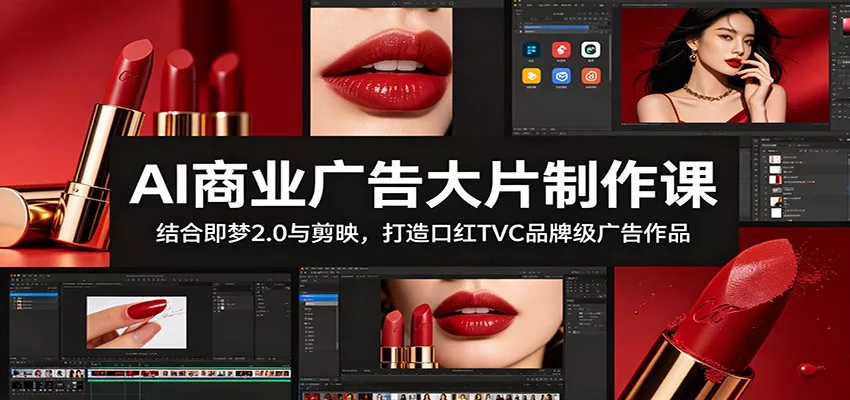 AI商业广告大片制作课：结合即梦2.0与剪映，打造口红TVC品牌级广告作品 - 项目资源网