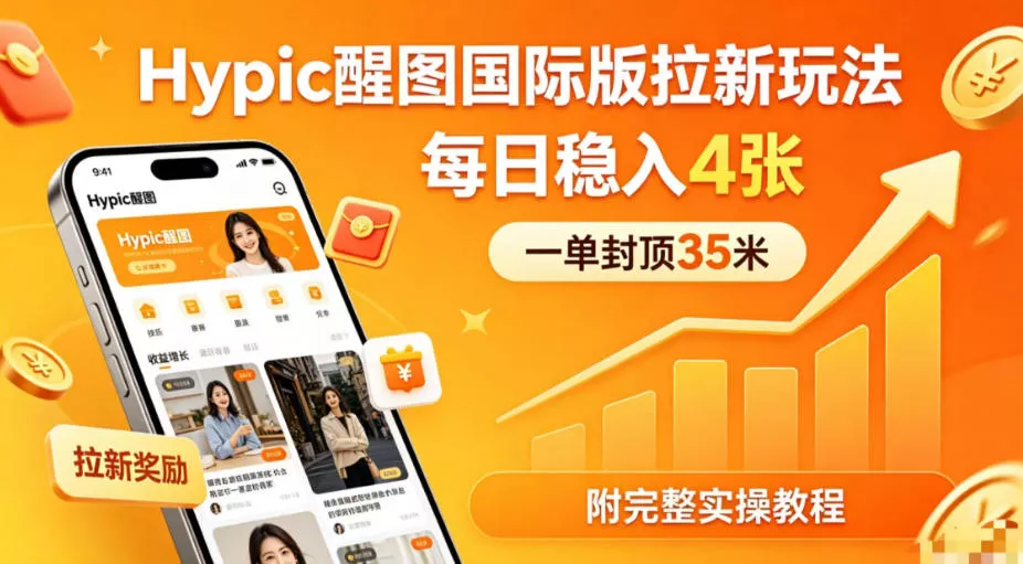一单封顶35米,实测Hypic醒图国际版拉新玩法,每日稳入4张(附完整实操教程) 一单封顶35米,实测Hypic醒图国际版拉新玩法,每日稳入4张(附完整实操教程)