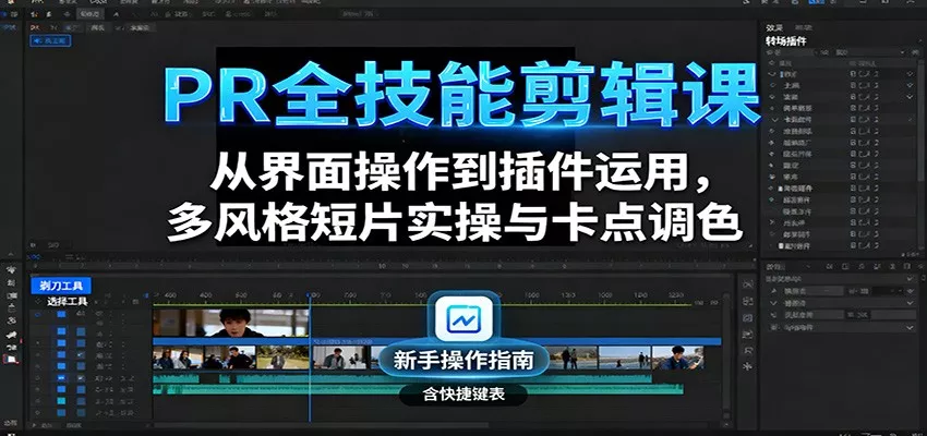 PR全技能剪辑课：从界面操作到插件运用，多风格短片实操与卡点调色 - 项目资源网
