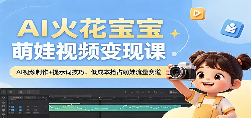 AI火花宝宝萌娃视频变现课：AI视频制作+提示词技巧，低成本抢占萌娃流量赛道 - 项目资源网