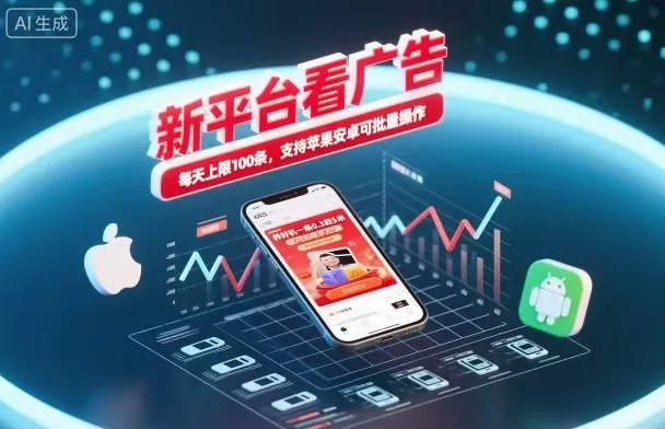 新台看广告,养好机一条5毛到5块,单机日入30到100,支持苹果安卓,可批量操作。 - 项目资源网
