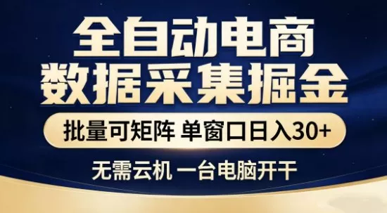 独家电商数据全自动采集项目,批量可矩阵,单窗口轻松日入3张+【揭秘】 独家电商数据全自动采集项目,批量可矩阵,单窗口轻松日入3张+【揭秘】