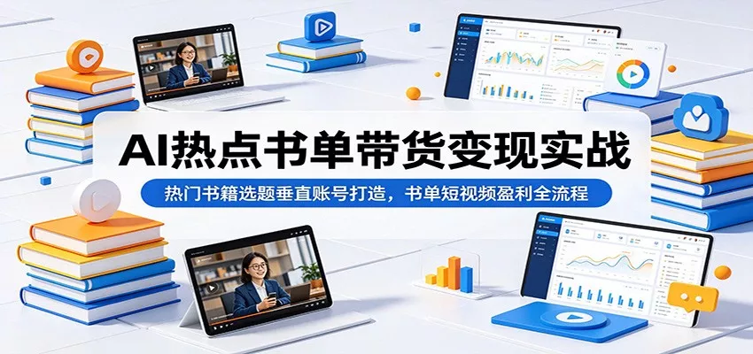 AI热点书单带货变现实战：热门书籍选题垂直账号打造，书单短视频盈利全流程 - 项目资源网