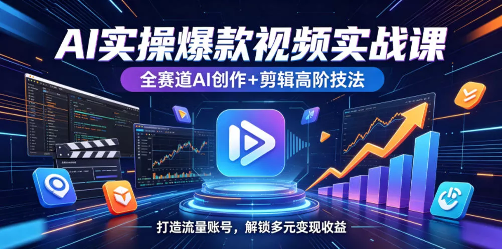 AI实操爆款视频实战课,全赛道AI创作+剪辑高阶技法,打造流量账号,解锁多元变现收益 AI实操爆款视频实战课,全赛道AI创作+剪辑高阶技法,打造流量账号,解锁多元变现收益