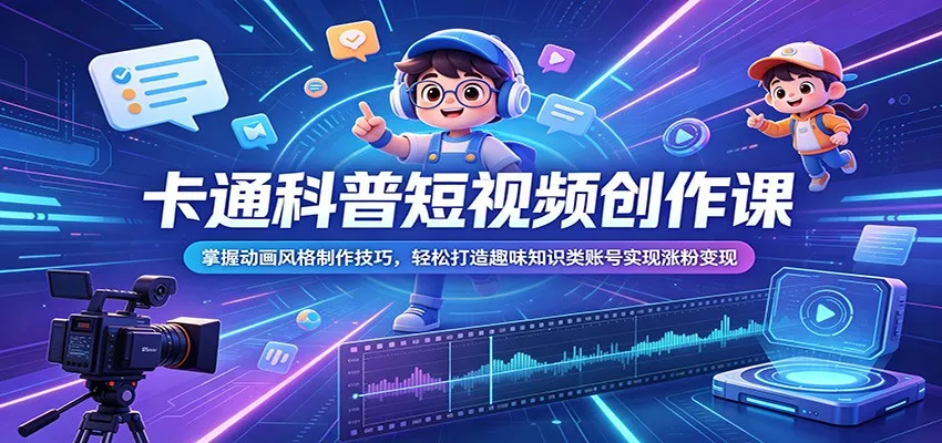 卡通科普短视频创作课:掌握动画风格制作技巧,轻松打造趣味知识类账号实现涨粉变现 - 项目资源网