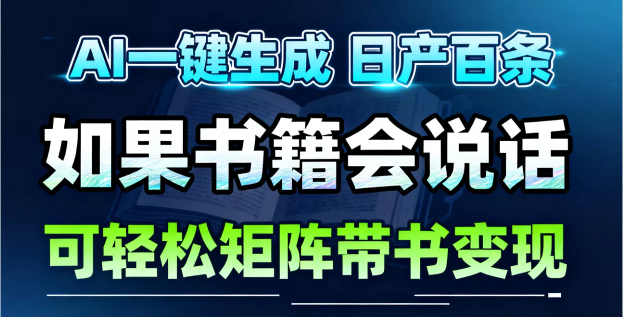 AI书籍会说话，轻松带书变现，月入3W+ - 项目资源网