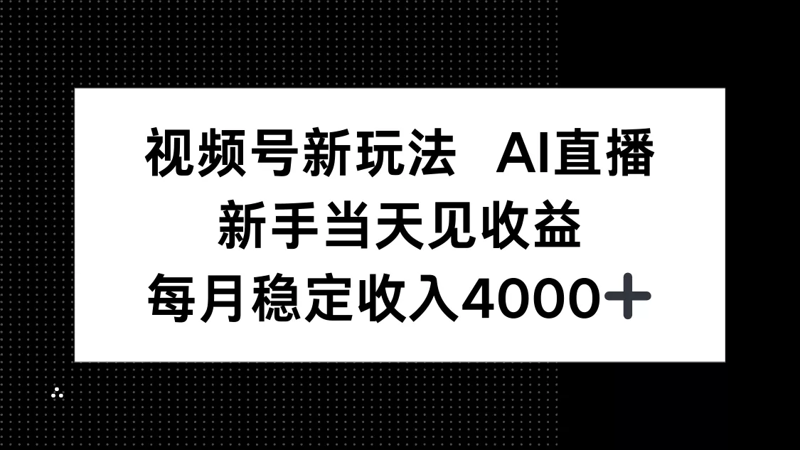 视频号新玩法AI直播，新手小白当天见收益，月入4000+ - 项目资源网
