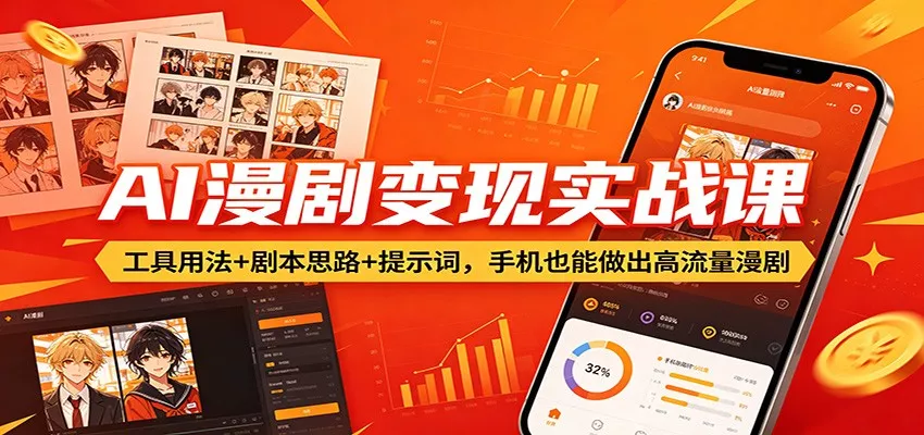 AI漫剧变现实战课：工具用法+剧本思路+提示词，手机也能做出高流量漫剧 - 项目资源网