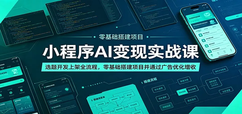 小程序AI变现实战课：选题开发上架全流程，零基础搭建项目并通过广告优化增收 - 项目资源网