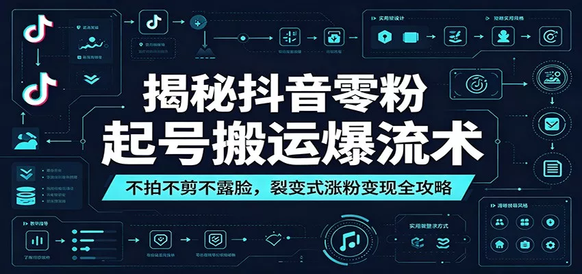 揭秘抖音零粉起号搬运爆流术：不拍不剪不露脸，裂变式涨粉变现全攻略 - 项目资源网