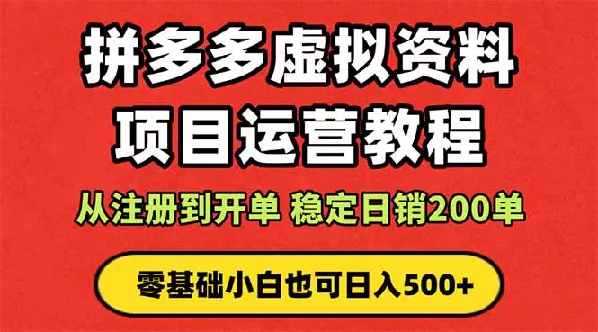 拼多多开店运营课程： 蓝海变现玩法，轻松实现睡后收入 零基础小白也可… - 项目资源网