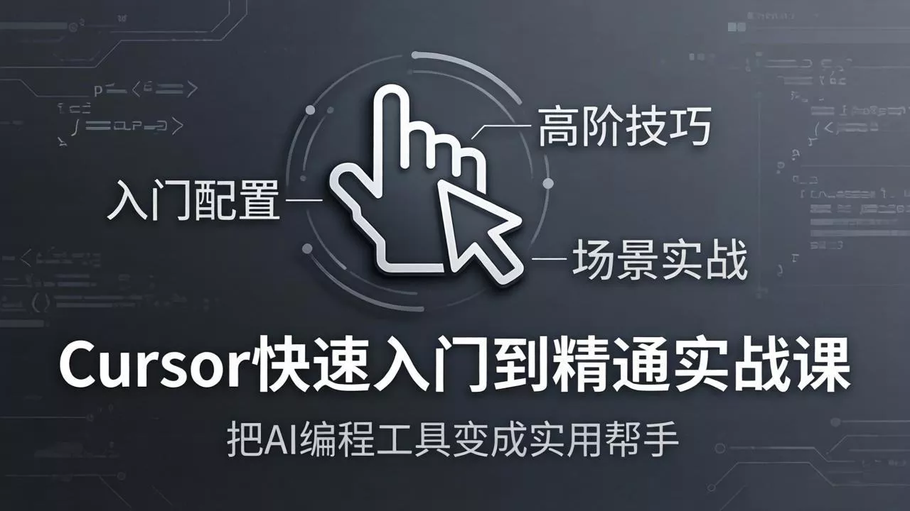 Cursor快速入门到精通实战课:入门配置+高阶技巧+场景实战,把AI编程工具变成实用帮手 Cursor快速入门到精通实战课:入门配置+高阶技巧+场景实战,把AI编程工具变成实用帮手