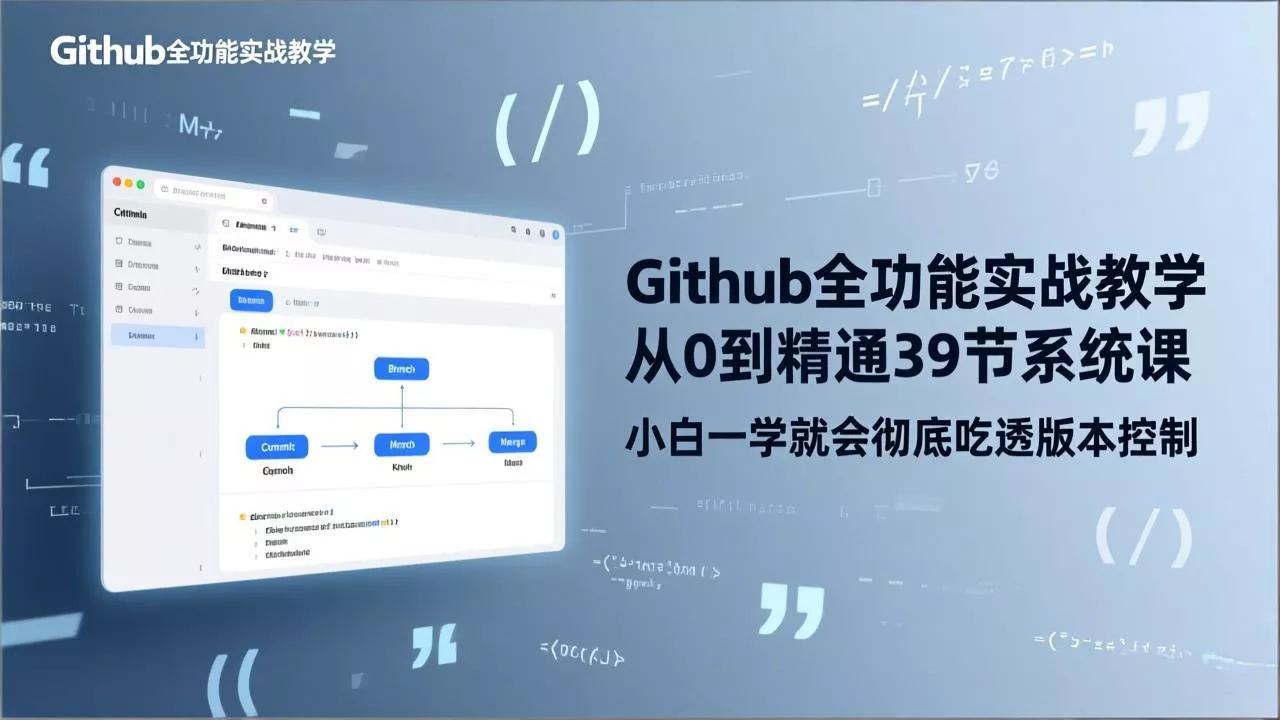 GitHub-全功能实战教学,从0到精通39节系统课,小白一学就会彻底吃透版本控制 GitHub-全功能实战教学,从0到精通39节系统课,小白一学就会彻底吃透版本控制