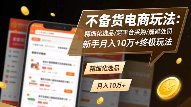 不备货电商玩法：精细化选品/跨平台采购/规避处罚，新手月入10万+终极玩法 - 项目资源网