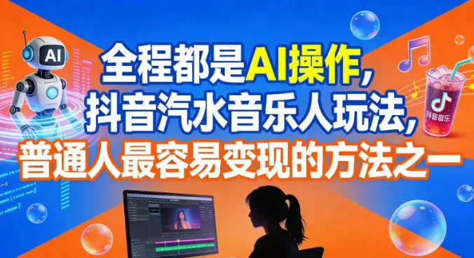 全程都是AI操作，抖音汽水音乐人玩法，普通人最容易变现的方法之一 - 项目资源网