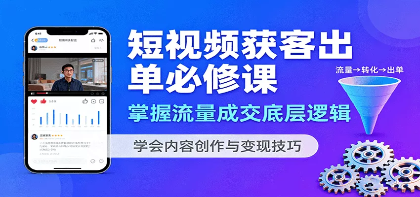 短视频获客出单必修课：掌握流量成交底层逻辑，学会内容创作与变现技巧 - 项目资源网