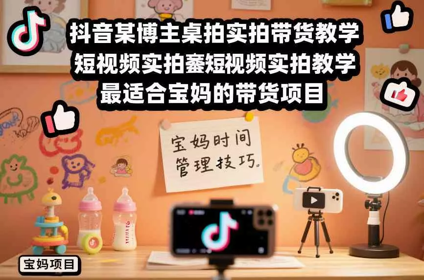 抖音某博主桌拍实拍带货教学，短视频实拍教学，最适合宝妈的带货项目 - 项目资源网