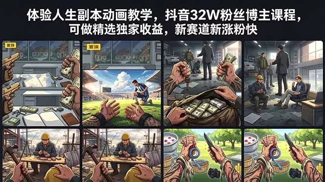 体验人生副本动画教学, 抖音32W粉丝博主课程,可做精选独家收益,新赛道新涨粉快 体验人生副本动画教学, 抖音32W粉丝博主课程,可做精选独家收益,新赛道新涨粉快