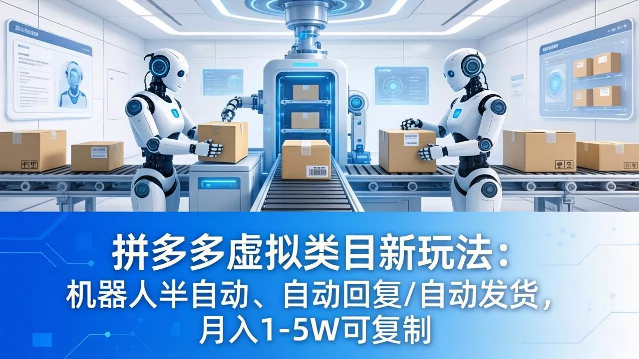 拼多多虚拟类目新玩法:机器人半自动、自动回复 /自动发货,月入 1-5W 可复制 拼多多虚拟类目新玩法:机器人半自动、自动回复 /自动发货,月入 1-5W 可复制