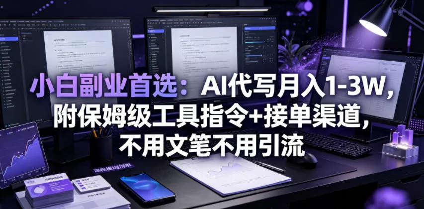 小白副业首选：AI代写月入1-3W，附保姆级工具指令+接单渠道，不用文笔不用引流【揭秘】 - 项目资源网