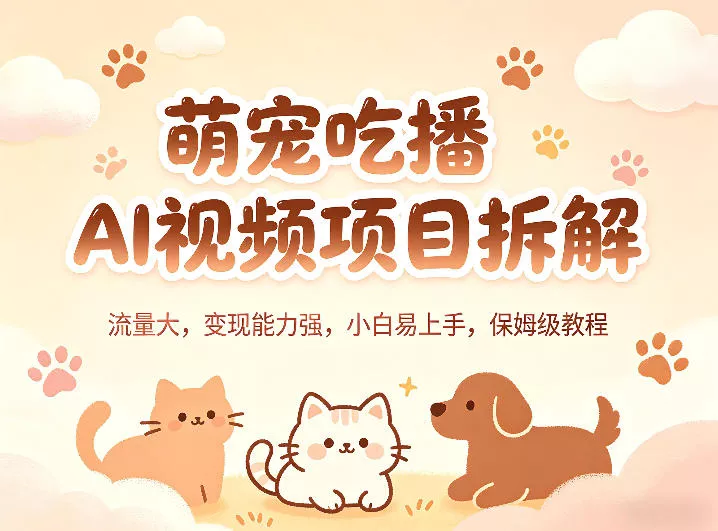 萌宠吃播AI视频项目拆解,流量大,变现能力强,小白易上手,保姆级教程 萌宠吃播AI视频项目拆解,流量大,变现能力强,小白易上手,保姆级教程