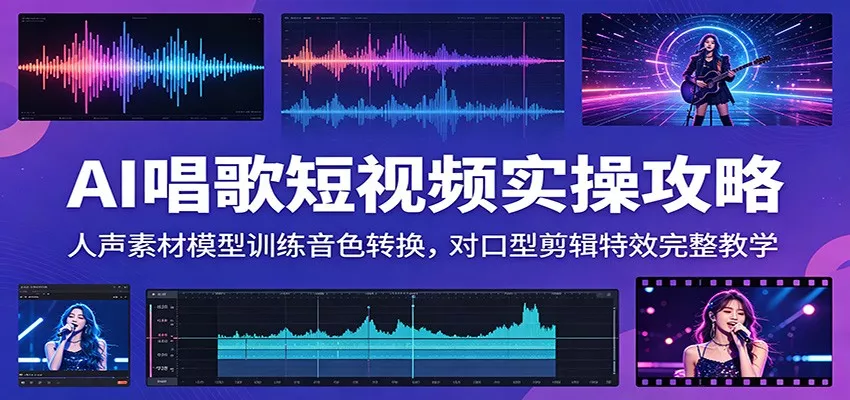 AI唱歌短视频实操攻略：人声素材模型训练音色转换，对口型剪辑特效完整教学 - 项目资源网